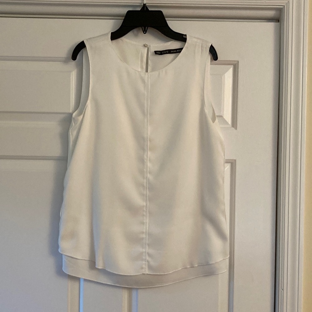 Zara white sleeveless blouse